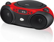 Load image into Gallery viewer, Lightweight Top-Loading CD Player with AM/FM Radio &amp; Batteries - Red/Black