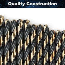 Load image into Gallery viewer, 60-Piece High-Speed Steel Drill Bit Set with Black &amp; Gold Finish - Jobber Length