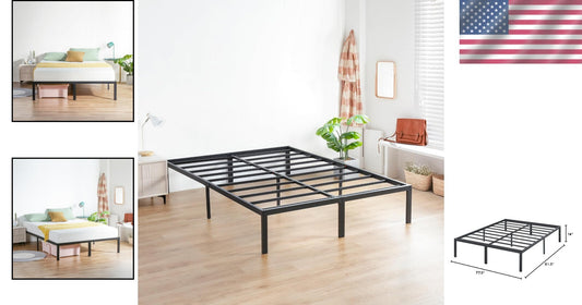 Elegant Black King Size Platform Bed Frame - 14'' Heavy Duty & Easy Assembly