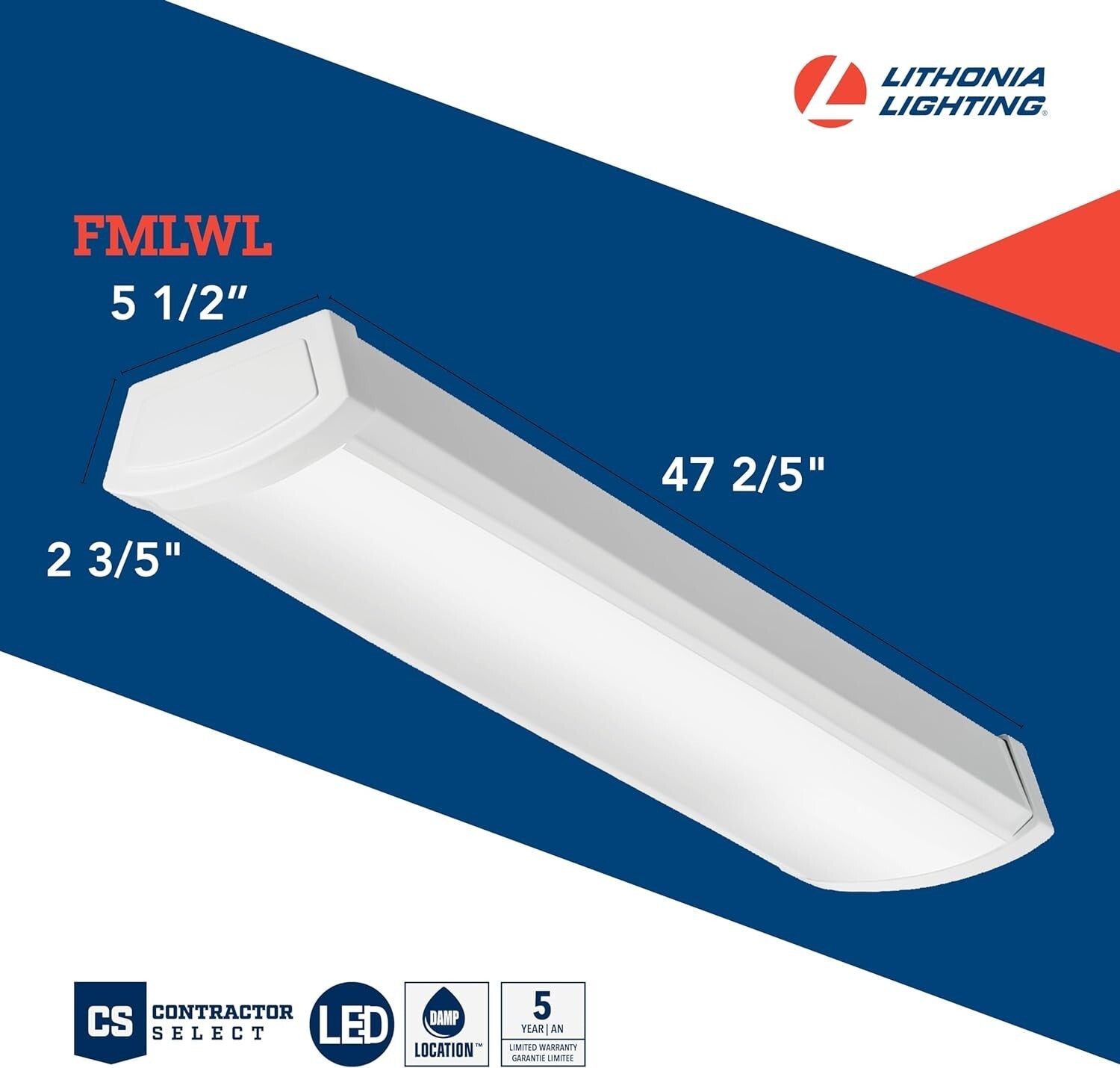 Energy-Efficient LED Ceiling Fixture - 4000 Lumen, Selectable White for Kitchens