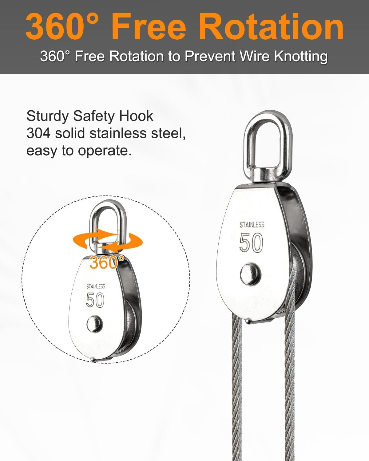 Durable 10 Pcs Heavy-Duty Pulley Block Set, Ideal for Indoor & Outdoor Use