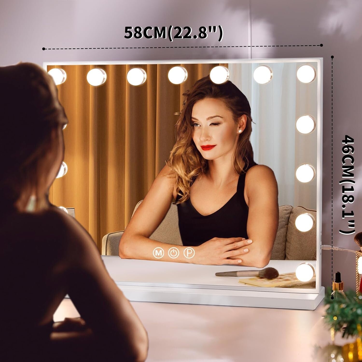 LED Lighted Makeup Mirror 22''x18'' with 10X Magnification & 3 Color Settings
