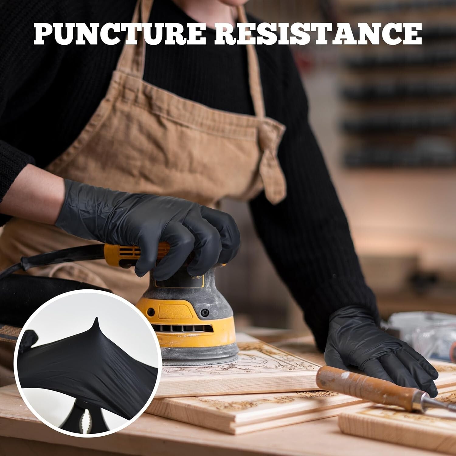Disposable Black Nitrile Gloves, 6-Mil Strong & Puncture-Resistant Protection