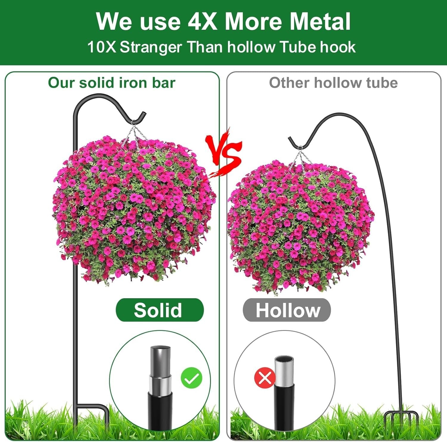 Multi-Purpose 65in Heavy Duty Shepherd Hooks – Perfect for Garden Decor & Events