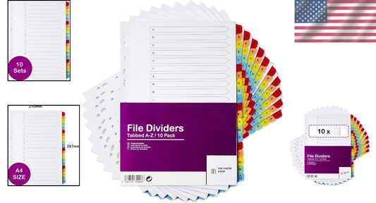 10 A4 Binder Dividers with A-Z Tabs - Professional & Durable Document Organizers