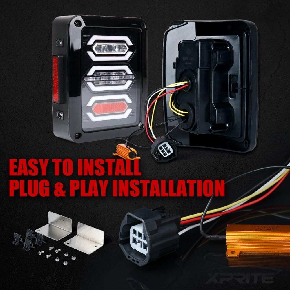 Clear Lens LED Tail Light Assembly with Turn Signal for 2007-2018 Jeep Wrangler