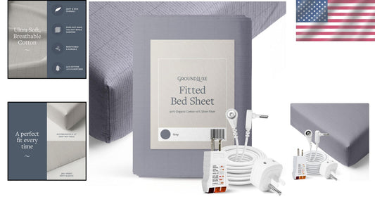 California King Organic Fitted Grounding Sheet with Silver Fiber - Gray 400TC