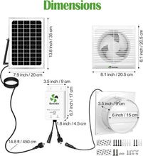 Load image into Gallery viewer, 6” Solar Powered Exhaust Fan with Bifacial Panel for Chicken Coops &amp; Greenhouses