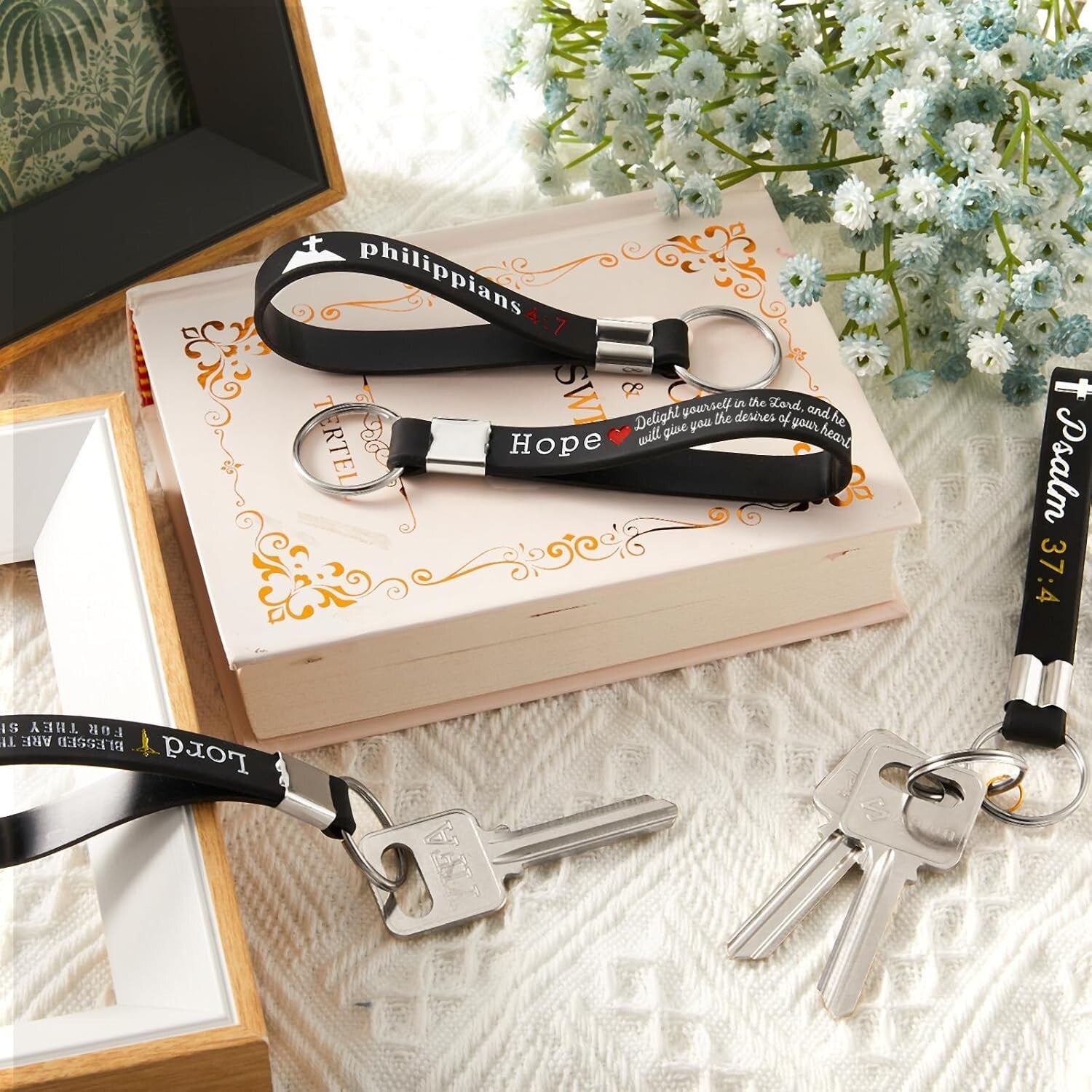 Soft Silicone Bible Verse Keychains - 24 Pack Inspirational Gift for Fathers Day