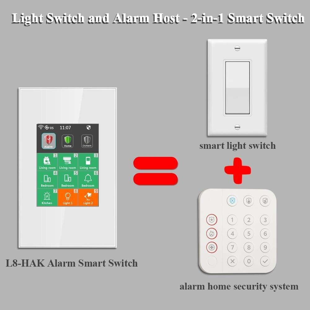 Smart Light Switch and Wireless Alarm System Combo for Home Security Upgrade