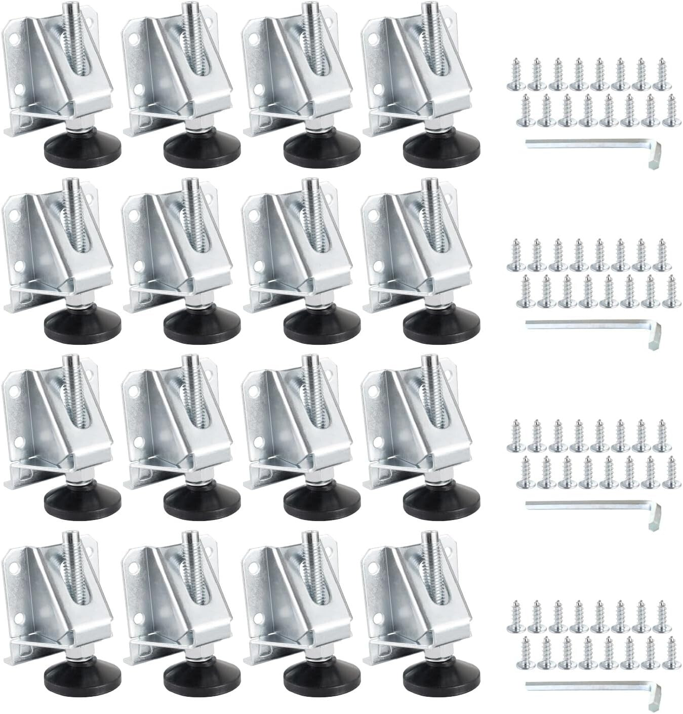 16-Pack Heavy Duty Adjustable Leg Levelers with Non-Marring Pads for Stability