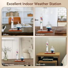 Load image into Gallery viewer, High Accuracy Galileo Thermometer &amp; Barometer with Wood Base - Perfect Gift Idea