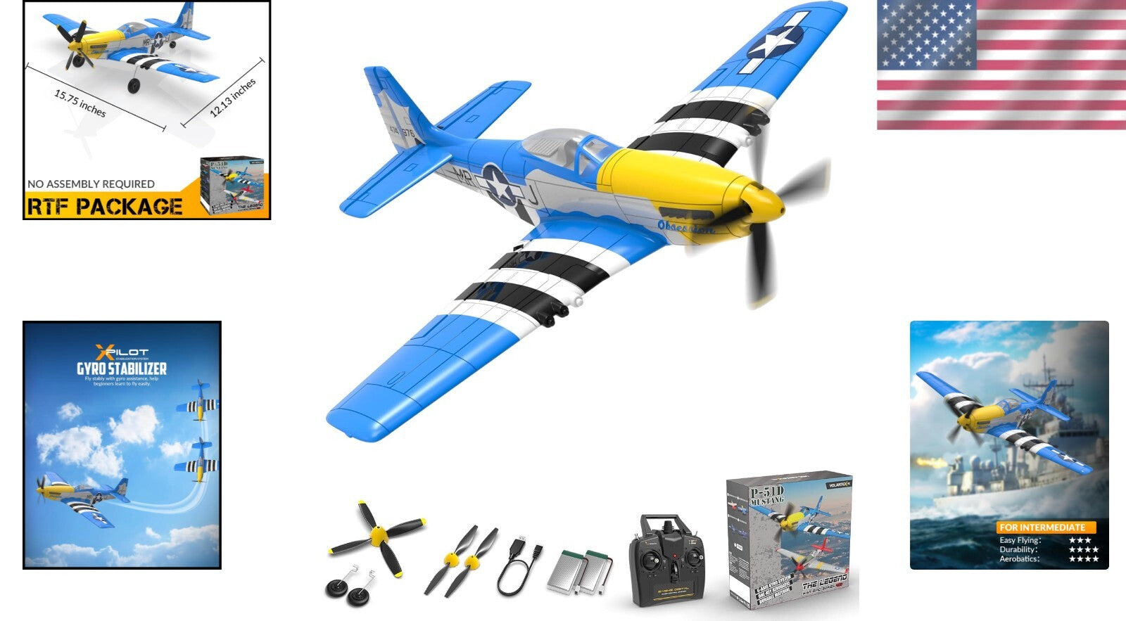 4 Channel Remote Control P51D Mustang Plane - Perfect for Beginners and Experts