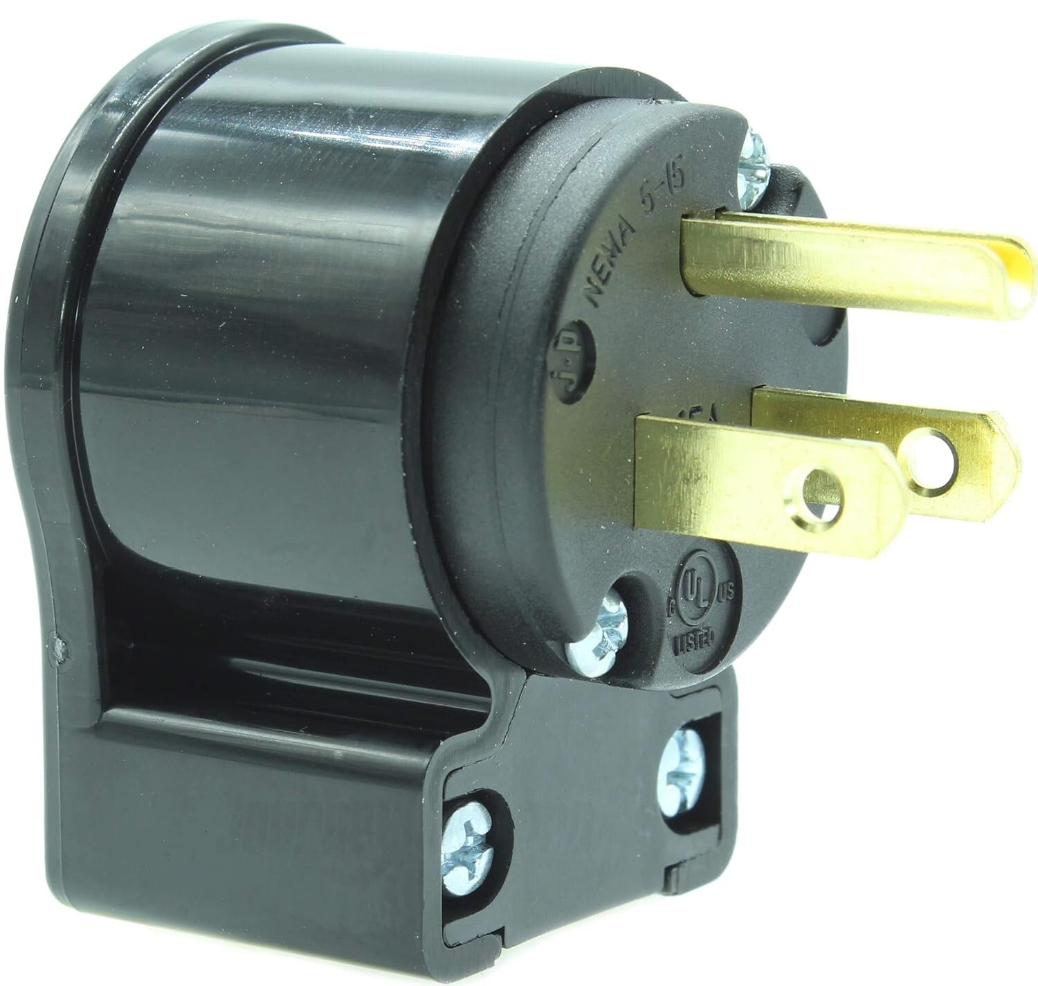 15 Amp Right Angle NEMA 5-15P Plug Connectors for Generators - 10 Pack