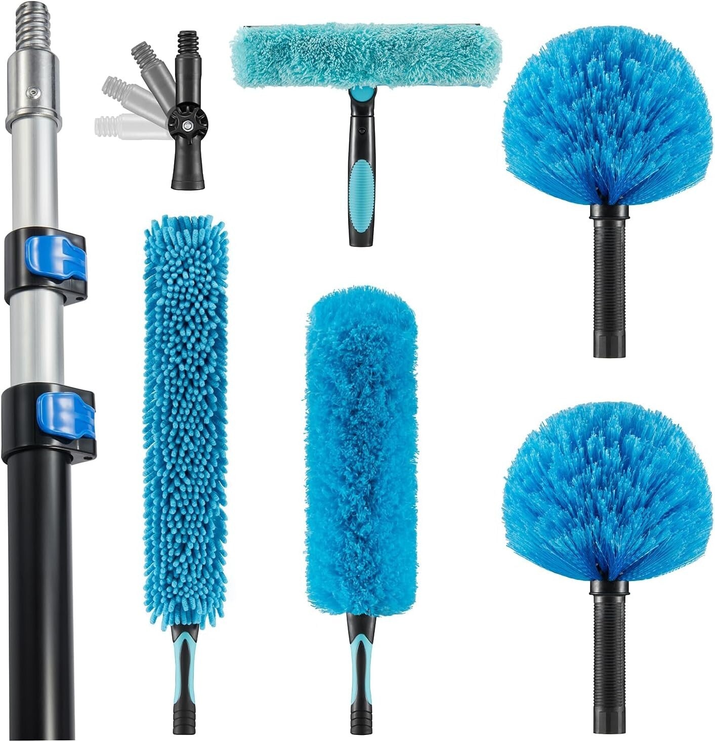 Bendable Feather Duster Kit for High Ceilings - 5-12ft Extension Pole Included