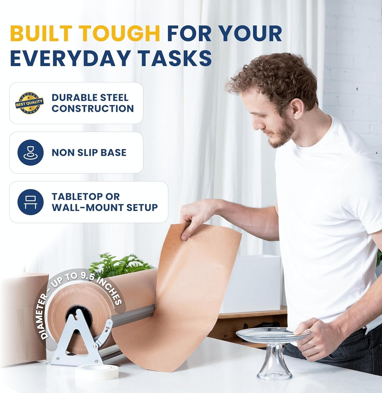 Alloy Steel 36" Paper Dispenser & Cutter - Versatile for Craft and Butcher Paper