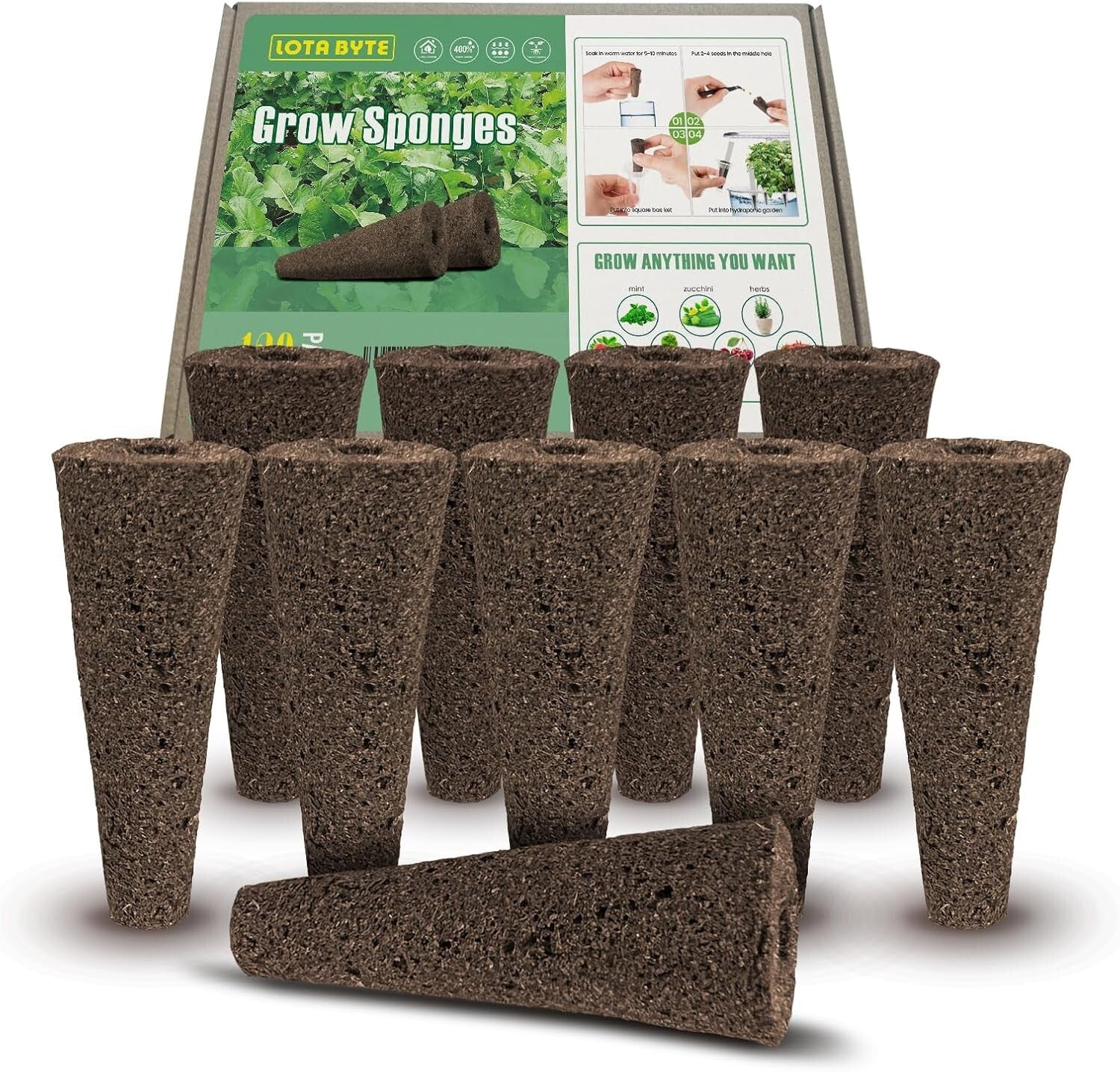 Biochar Cotton Hydroponic Seed Pods - 250 Pack for Effortless Germination