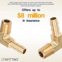 Load image into Gallery viewer, Bulk 90-Degree Elbow Brass Barb Fitting - 1/4 ID Hose x 1/8 Male NPT (400 Pack)