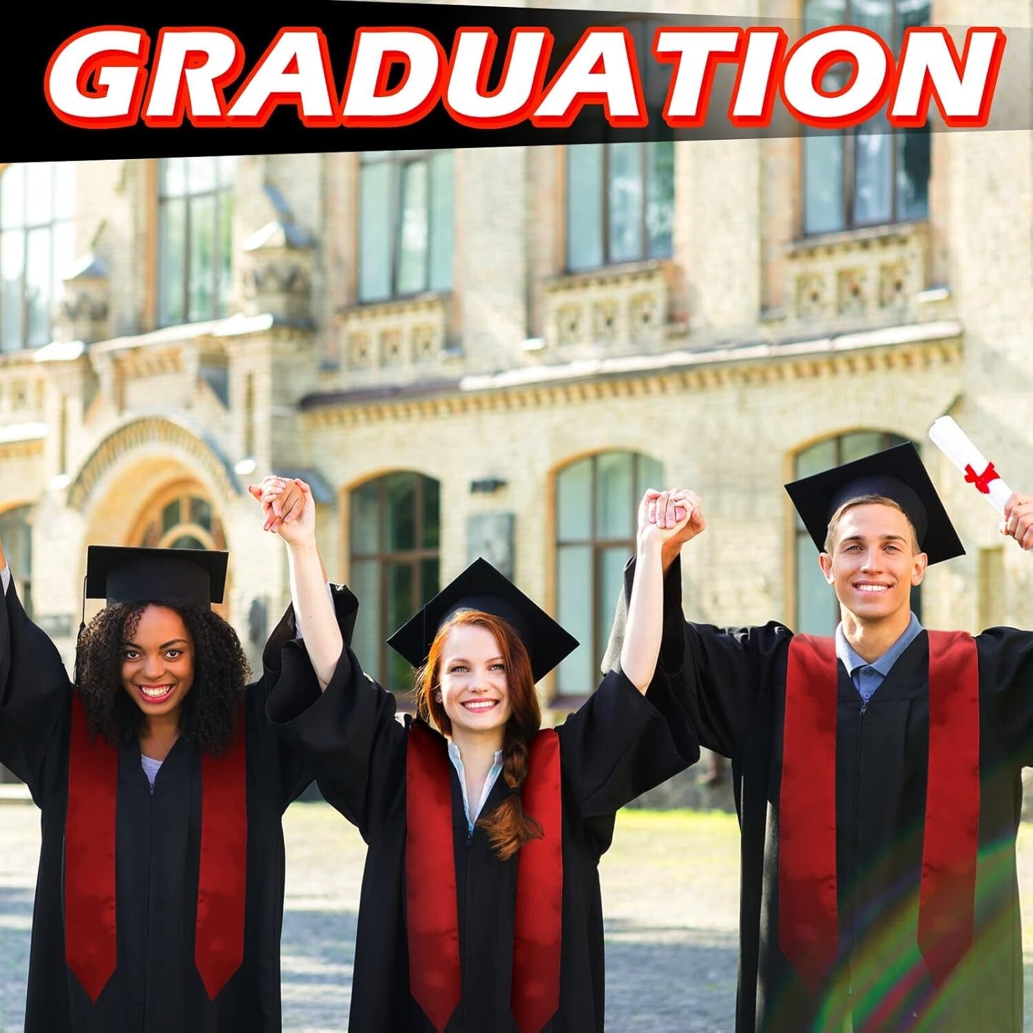 12-Piece Satin Graduation Sashes - Unisex 70-Inch Blank Stoles for Customization