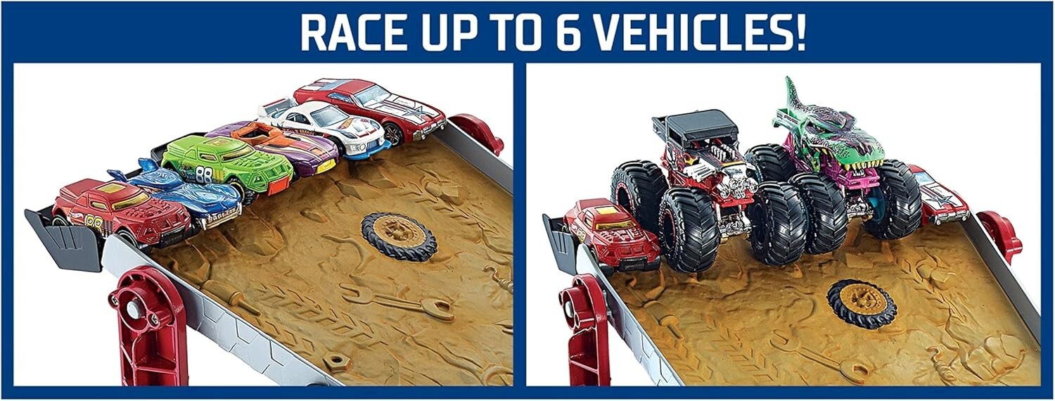 Exciting Monster Truck Racing Playset - 1:64 Scale with Trophy Cup & Transporter