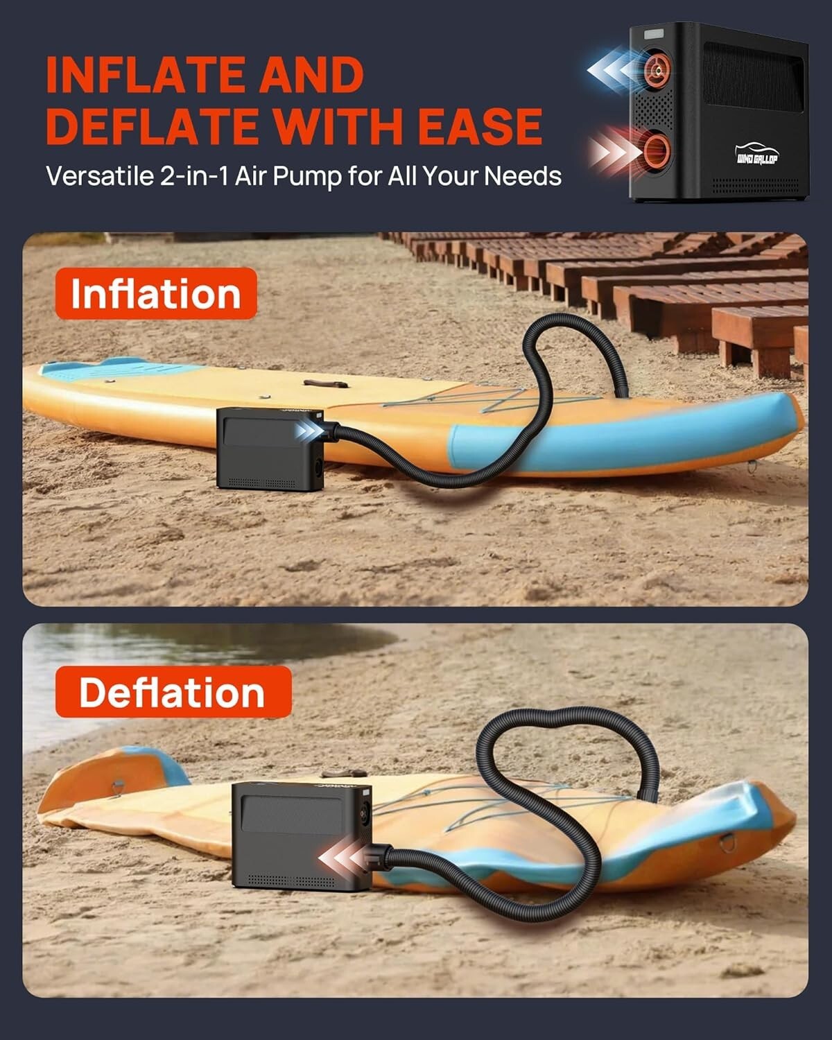 All-in-One High-Performance Paddle Board & Tire Inflator - Fast Inflation