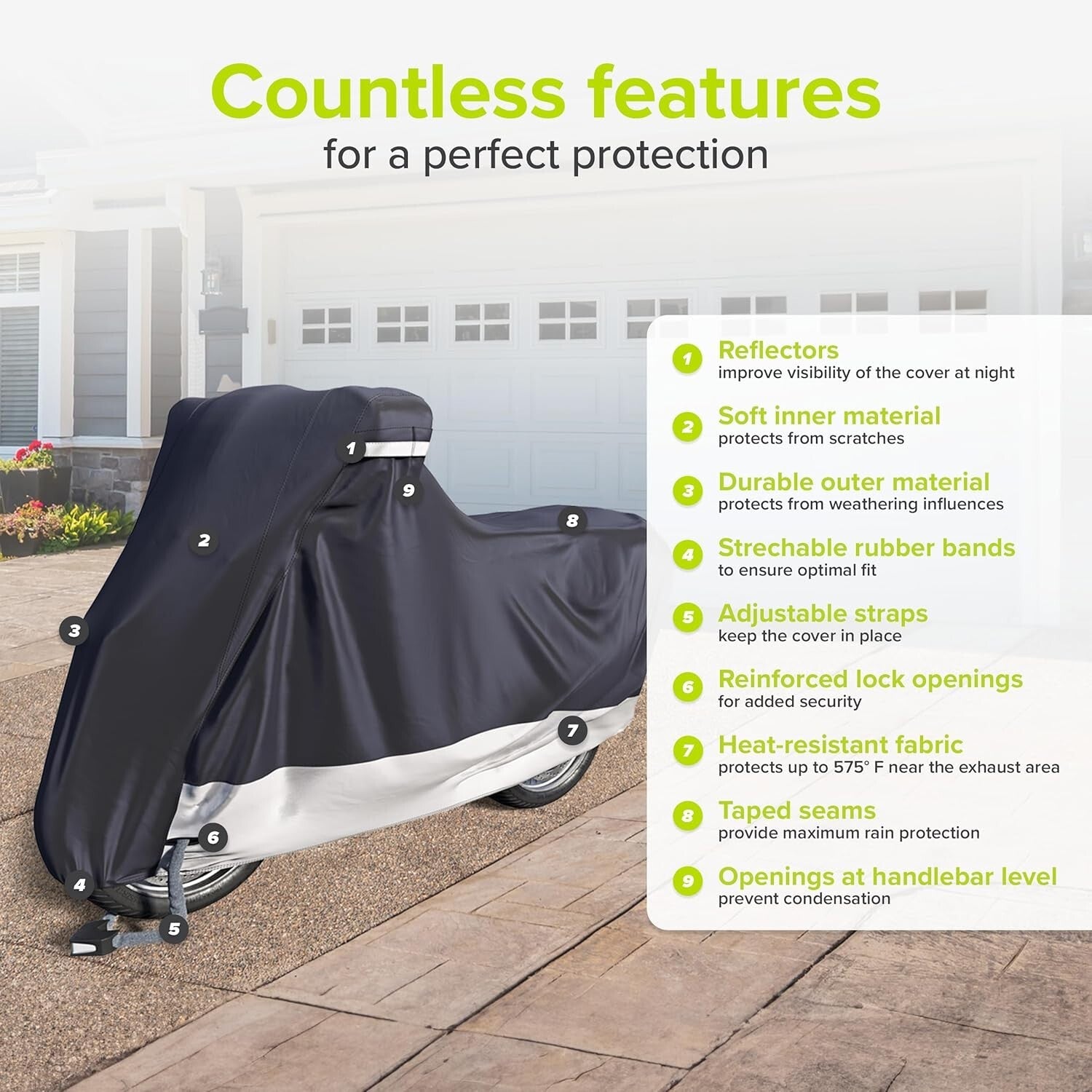 Extreme Heat Resistant Motorcycle Cover - Waterproof & Breathable, 80.71" Size