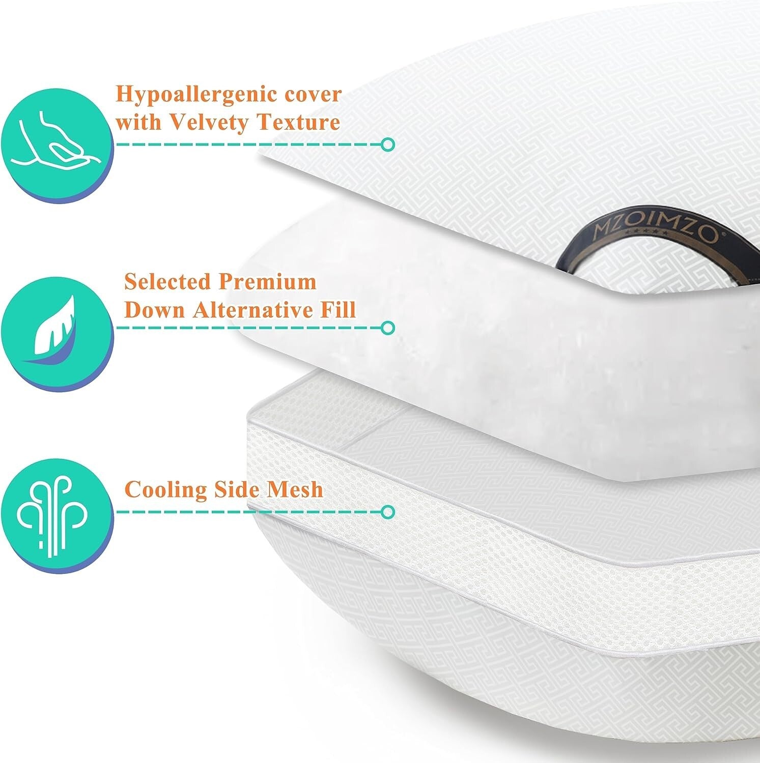 Breathable Microfiber Sleep Pillows - 2 Pack European Size for Neck Pain Relief