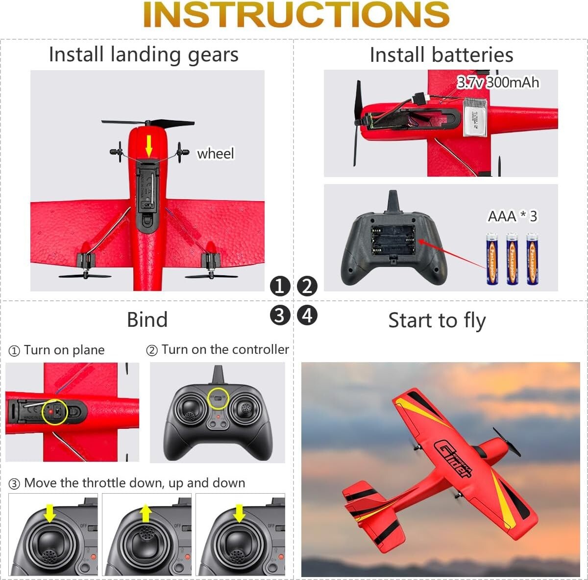 2 CH RC Airplane with Self-Stabilization - Enjoyable Glider for Kids & Beginners