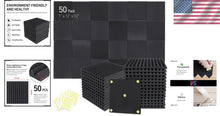 Load image into Gallery viewer, Sound Proof Foam Panels - 50 Pack for Home Studios with Double-Sided Adhesives