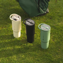 Load image into Gallery viewer, 40oz Black Stainless Steel Tumbler with Straw - Vacuum Insulated &amp; Leakproof