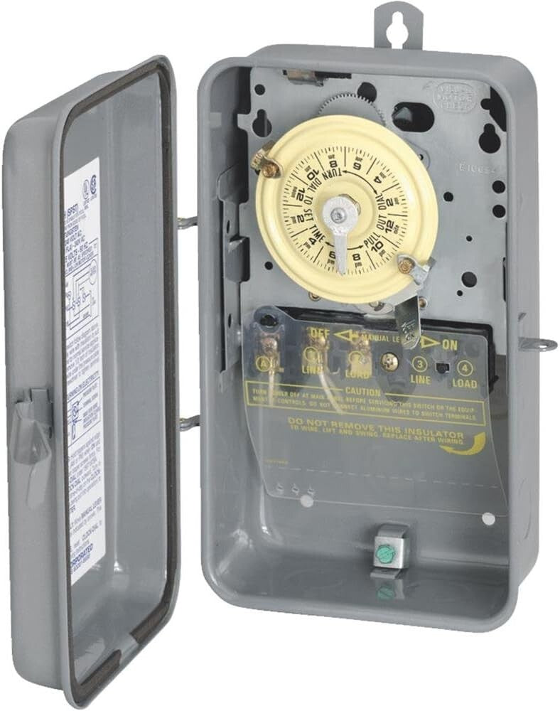 Weatherproof 120V Mechanical Time Switch with 12 Settings for Outdoor Use