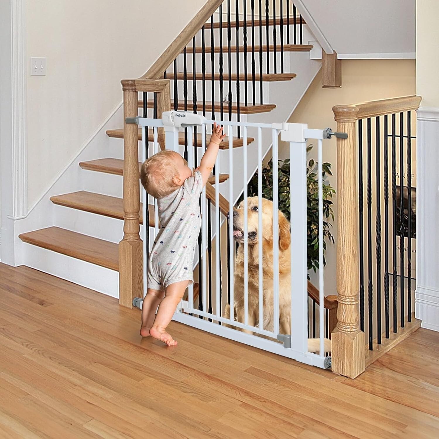 Adjustable Pressure Mounted Baby Gate: Fits Narrow & Wide Openings, 30'' Tall