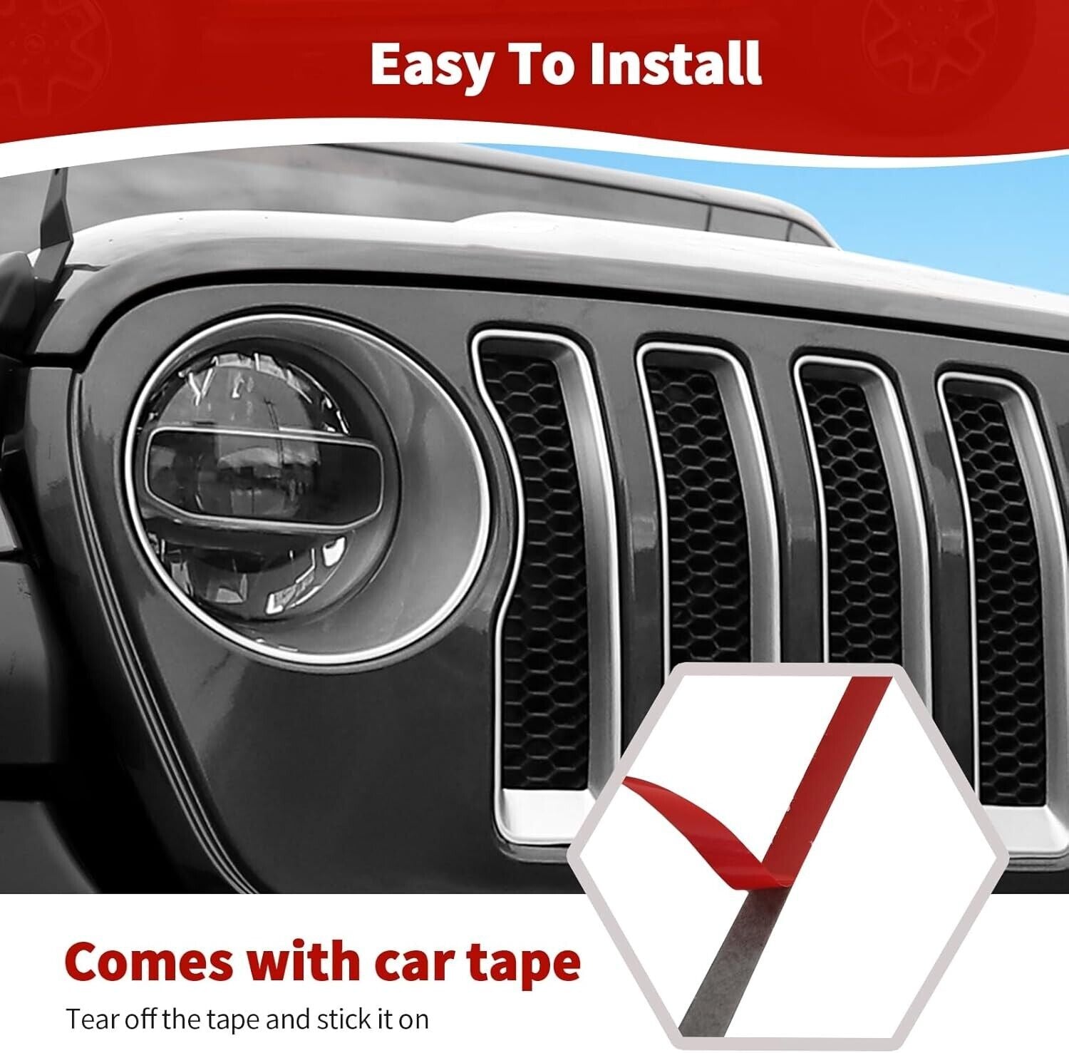 Stylish Chrome Grille Insert & Headlight Cover for Jeep Wrangler JL 2018-2022