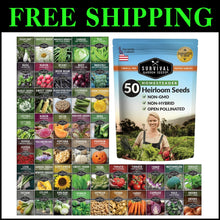 Load image into Gallery viewer, Emergency-Ready Non-GMO Seed Collection: 50 Heirloom Varieties for Home Gardens