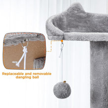 Load image into Gallery viewer, 80in Tall Multi-Level Cat Tree with Scratching Posts &amp; Double Caves - Light Gray