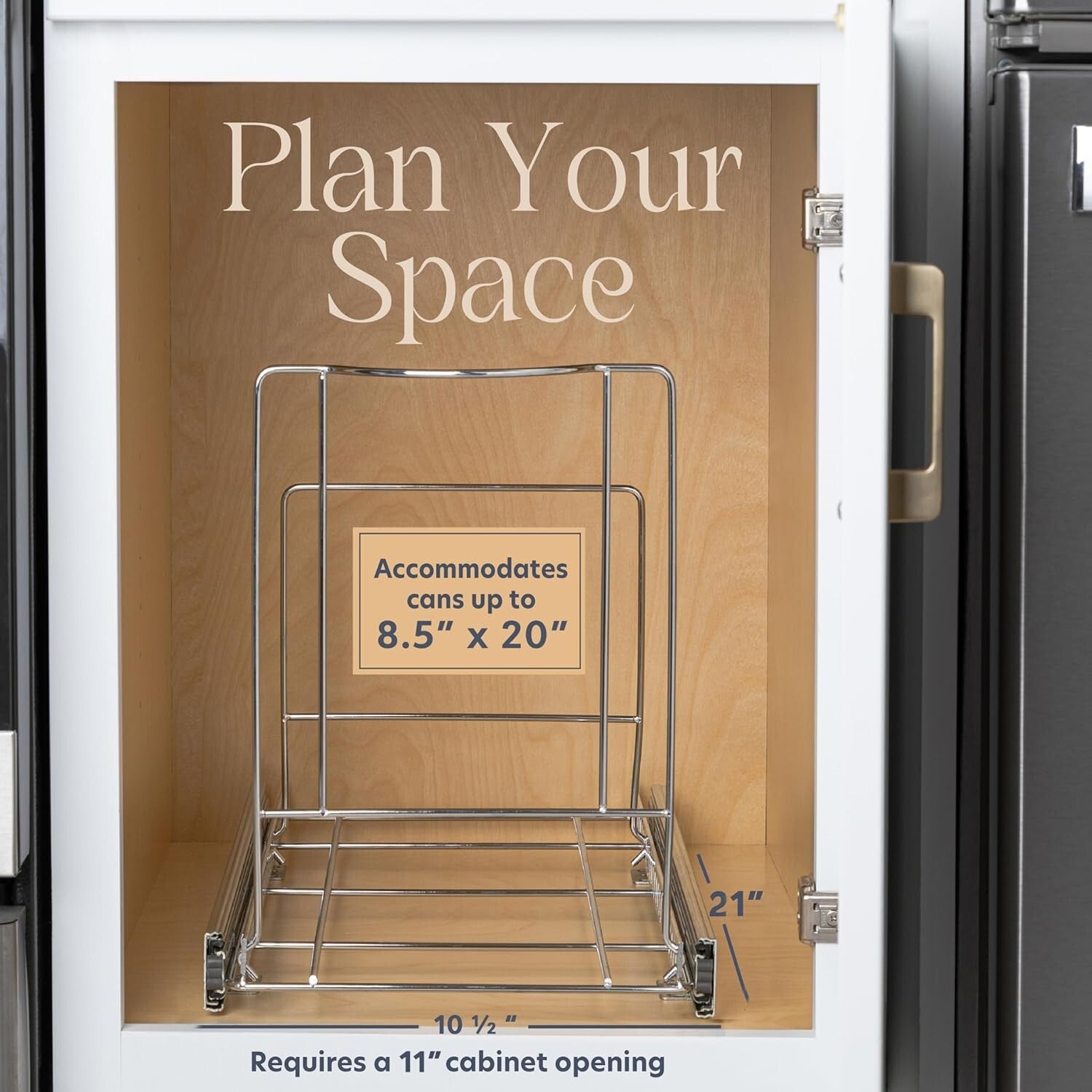 Chrome-Finished Under Cabinet Trash Bin Drawer - Easy Installation & Capacity