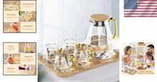 Load image into Gallery viewer, Diamond Design 68 oz Glass Water Pitcher with 4 Cups - Perfect for Entertaining