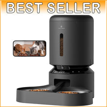Load image into Gallery viewer, Stylish Automatic Pet Feeder with 1080P Camera &amp; Audio for Cats &amp; Dogs - Black