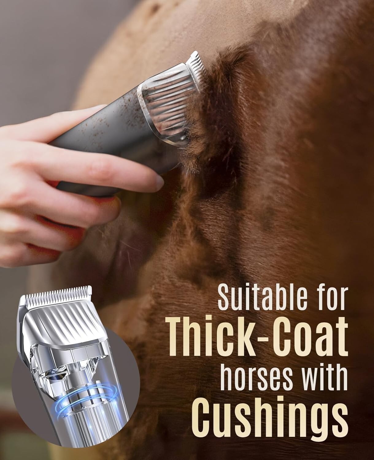 2 Speed Battery-Powered Horse Clippers for Matted Long Hair - Ultra Quiet
