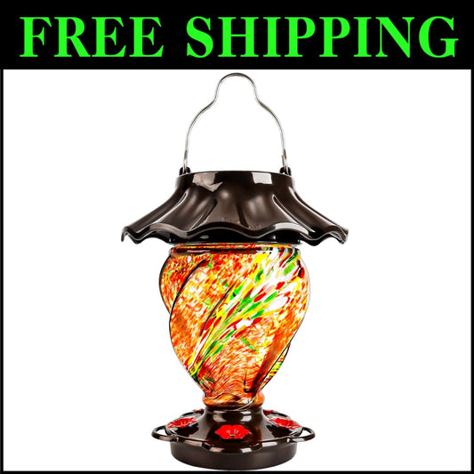 Solar Powered Color-Changing Hummingbird Feeder - Unique Outdoor Lantern