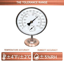 Load image into Gallery viewer, Elegant 4-Inch Indoor/Outdoor Thermometer with Hygrometer – Durable Brass Design
