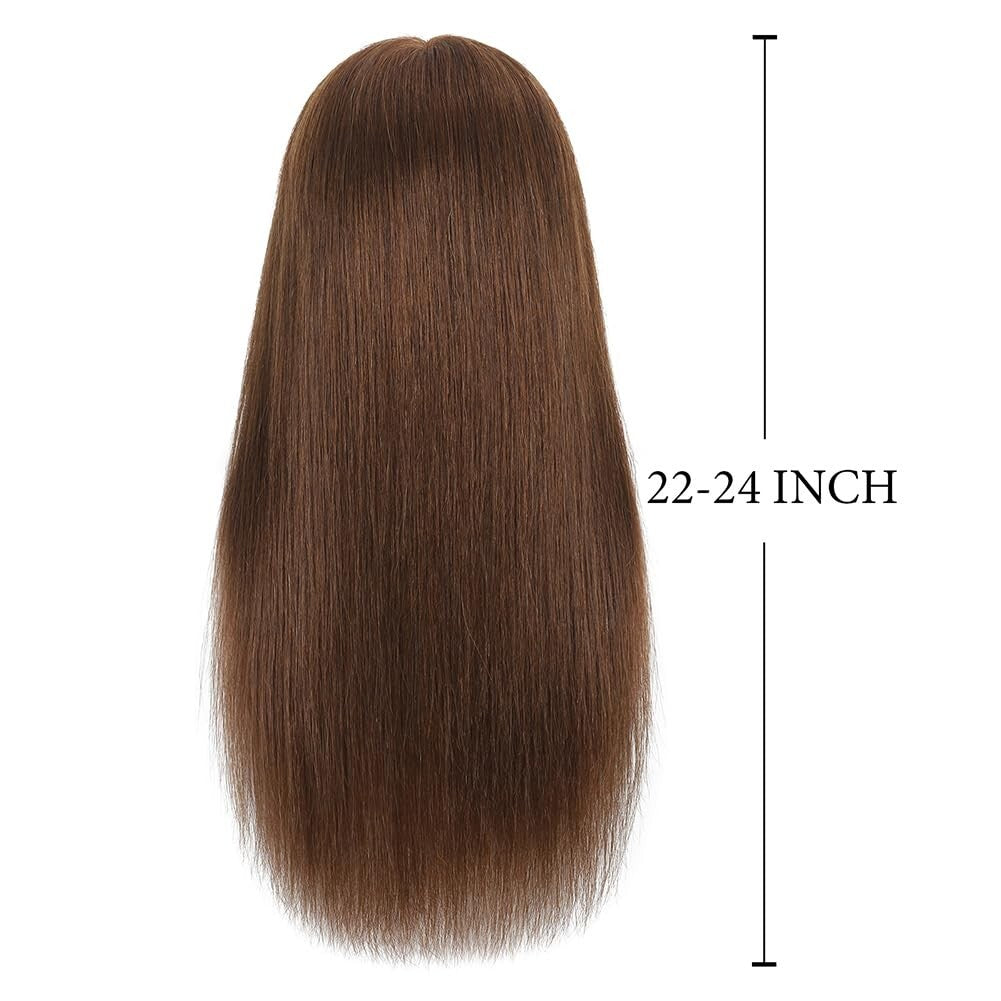 18" Brown Human Hair Mannequin Head - Perfect for Cosmetology Training