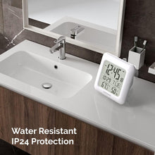 Load image into Gallery viewer, Multi-Language Waterproof Shower Clock with Temp, Humidity &amp; Flexible Mounting