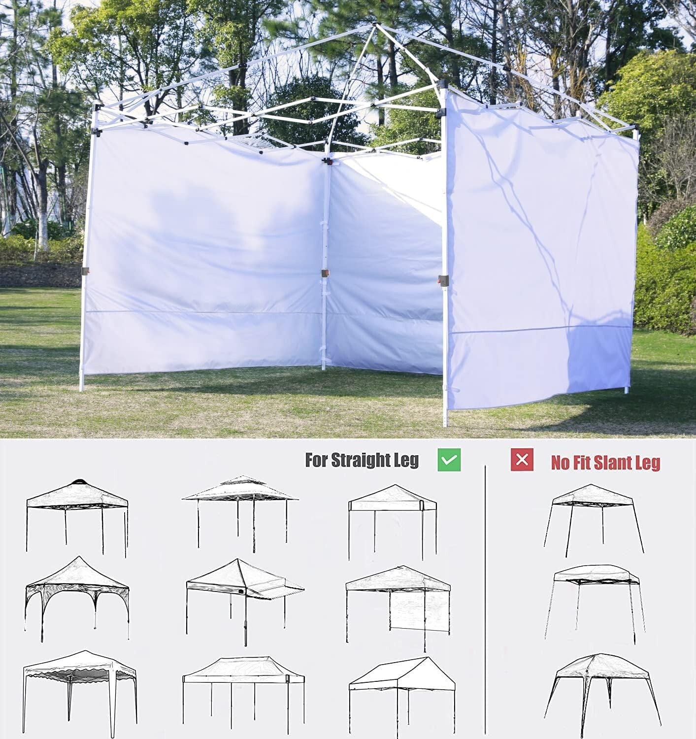 3-Pack Waterproof Sidewalls for 12x12ft Canopy - UV Protection & Durability