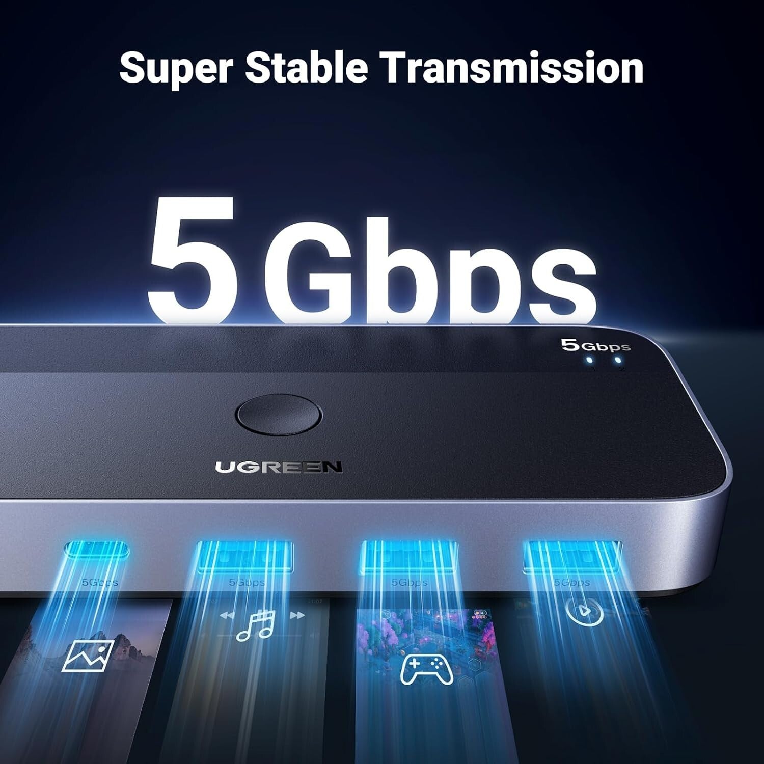 Fast USB 3.0 Switch for Two PCs - Effortlessly Share Keyboards and Printers