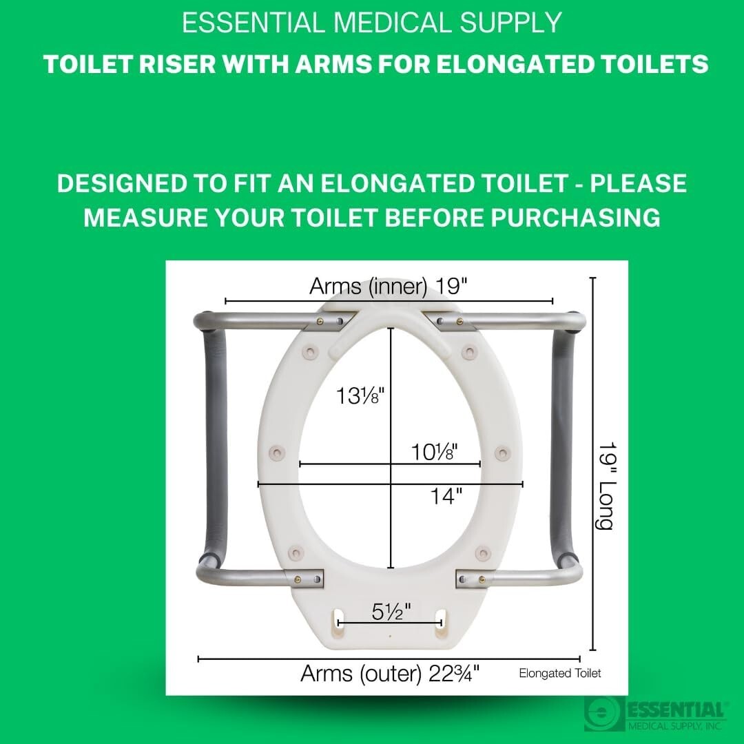 Durable Elevated Toilet Seat Riser for Easy Access - Fits Elongated Toilets Only