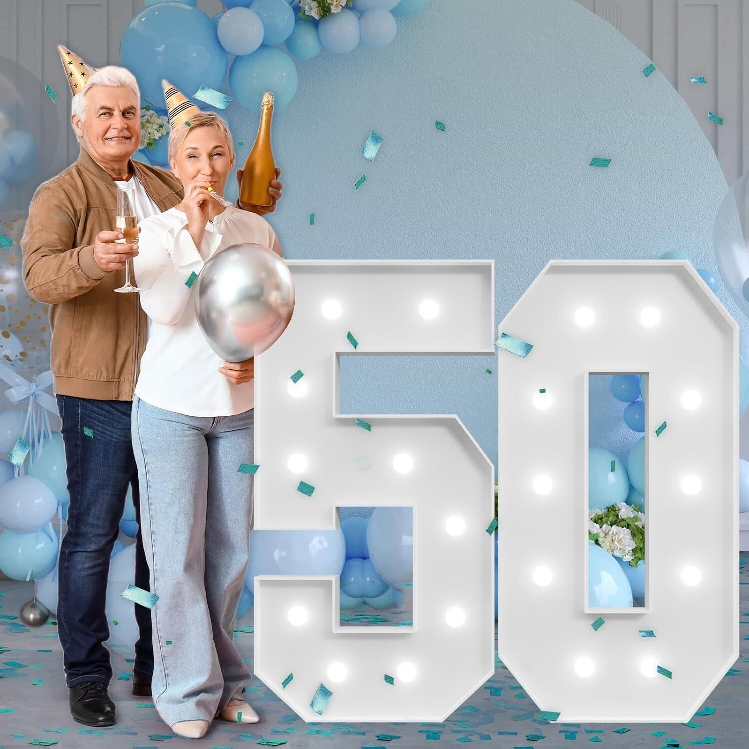 Create Stunning 50th Birthday Celebrations with 4ft Light-Up Number 50