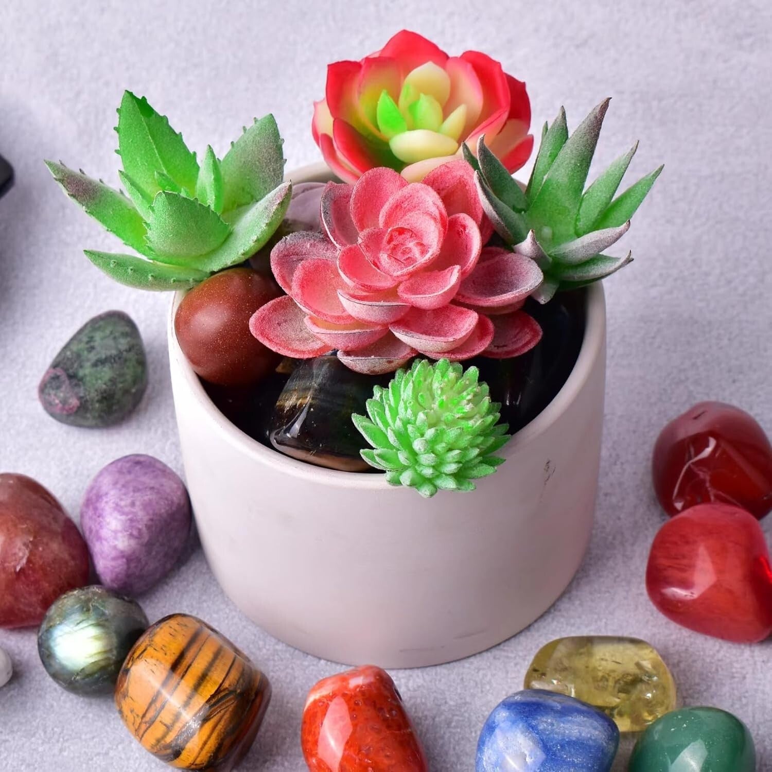 Extra Large Polished Stone Set: 25 Mixed Gemstones for Reiki & Chakra Balancing