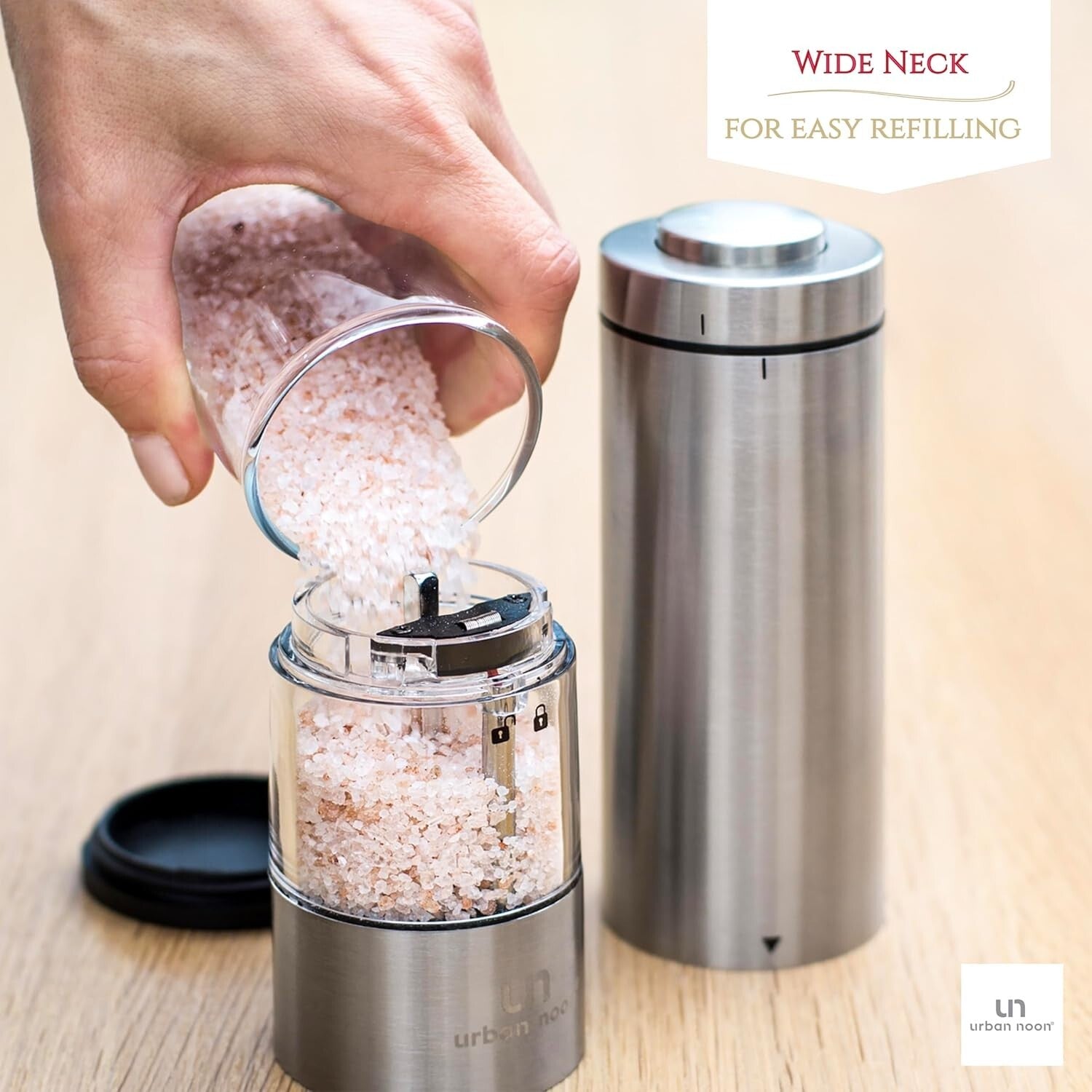 Chic Salt and Pepper Grinder Set with LED & Ceramic Core - Perfect Kitchen Gift!
