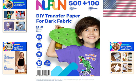 Professional Quality Iron-On Transfer Paper for DIY T-Shirt Printing - 500 Pack